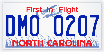 NC license plate DMO0207