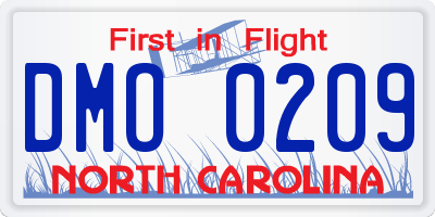 NC license plate DMO0209