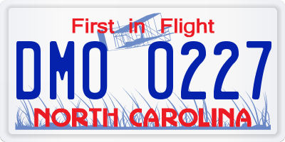 NC license plate DMO0227