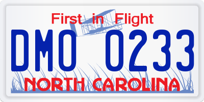 NC license plate DMO0233