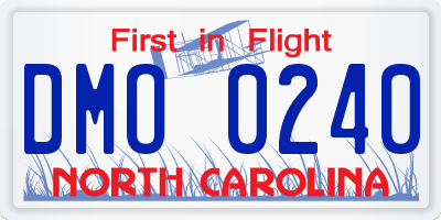NC license plate DMO0240