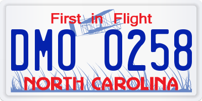 NC license plate DMO0258