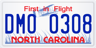 NC license plate DMO0308