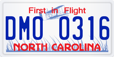 NC license plate DMO0316