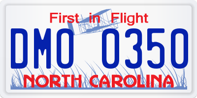 NC license plate DMO0350