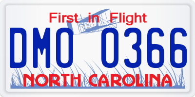 NC license plate DMO0366