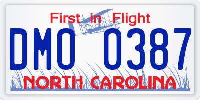 NC license plate DMO0387