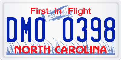 NC license plate DMO0398