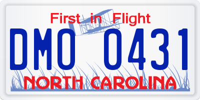 NC license plate DMO0431