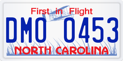 NC license plate DMO0453