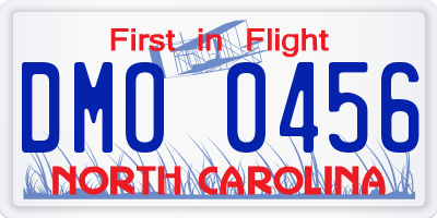 NC license plate DMO0456