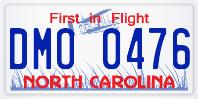 NC license plate DMO0476