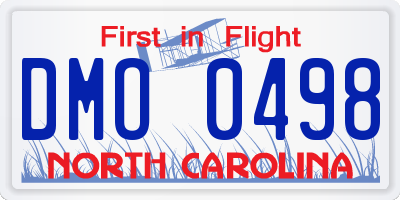 NC license plate DMO0498