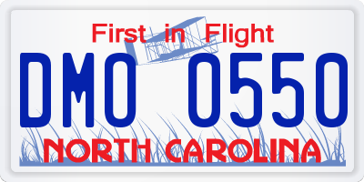 NC license plate DMO0550