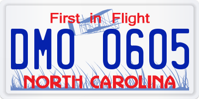 NC license plate DMO0605