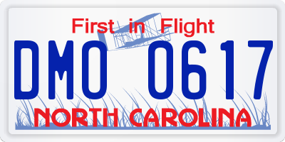 NC license plate DMO0617