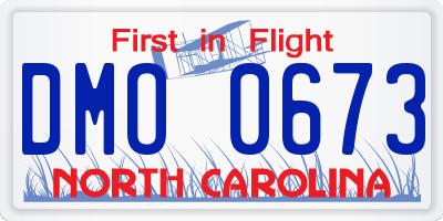 NC license plate DMO0673