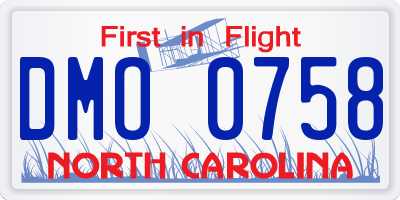 NC license plate DMO0758