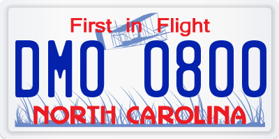 NC license plate DMO0800