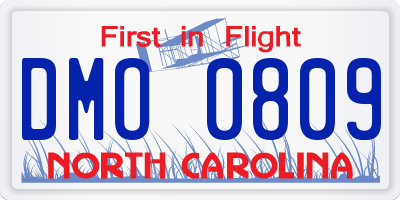 NC license plate DMO0809