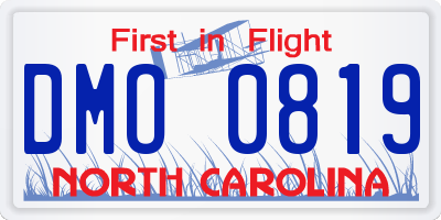 NC license plate DMO0819