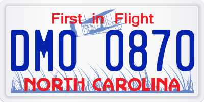 NC license plate DMO0870