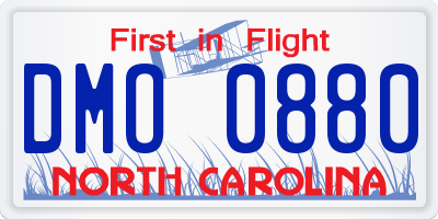 NC license plate DMO0880