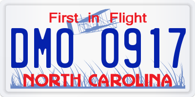 NC license plate DMO0917