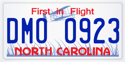 NC license plate DMO0923