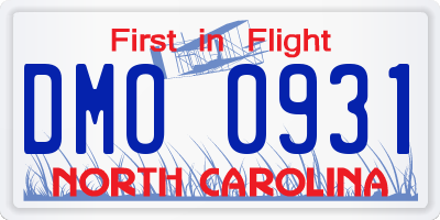 NC license plate DMO0931