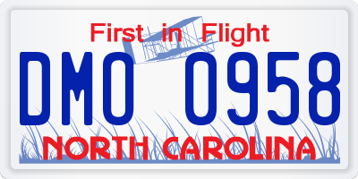 NC license plate DMO0958