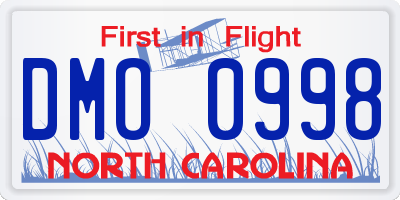 NC license plate DMO0998