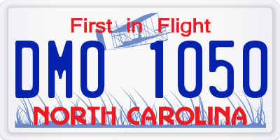 NC license plate DMO1050