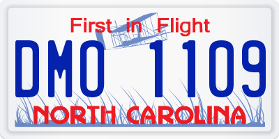 NC license plate DMO1109