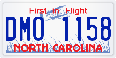 NC license plate DMO1158