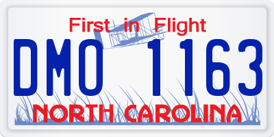 NC license plate DMO1163