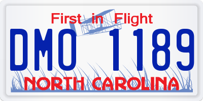 NC license plate DMO1189