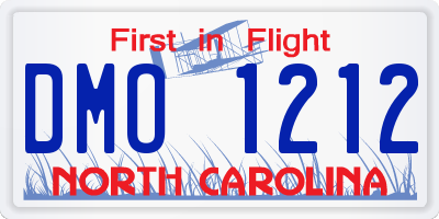 NC license plate DMO1212