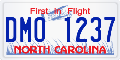 NC license plate DMO1237