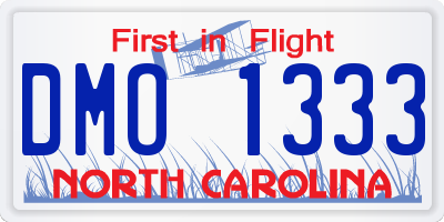 NC license plate DMO1333