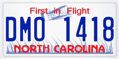 NC license plate DMO1418