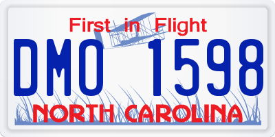NC license plate DMO1598