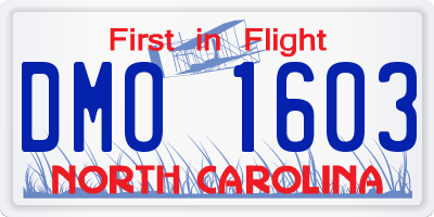 NC license plate DMO1603
