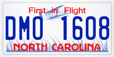 NC license plate DMO1608