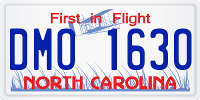 NC license plate DMO1630