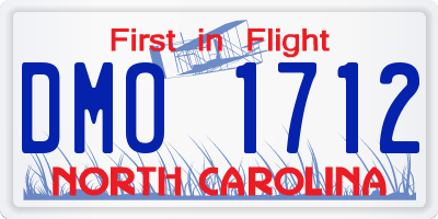 NC license plate DMO1712