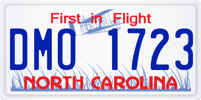 NC license plate DMO1723