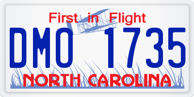 NC license plate DMO1735