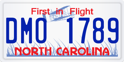 NC license plate DMO1789