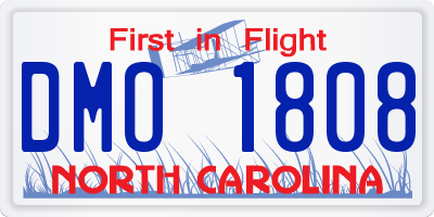 NC license plate DMO1808